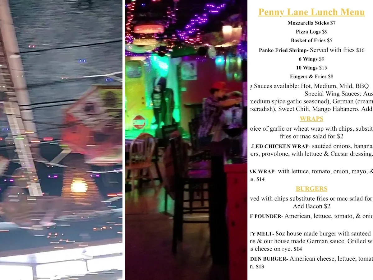 Spacious pub dining area with eclectic decor.