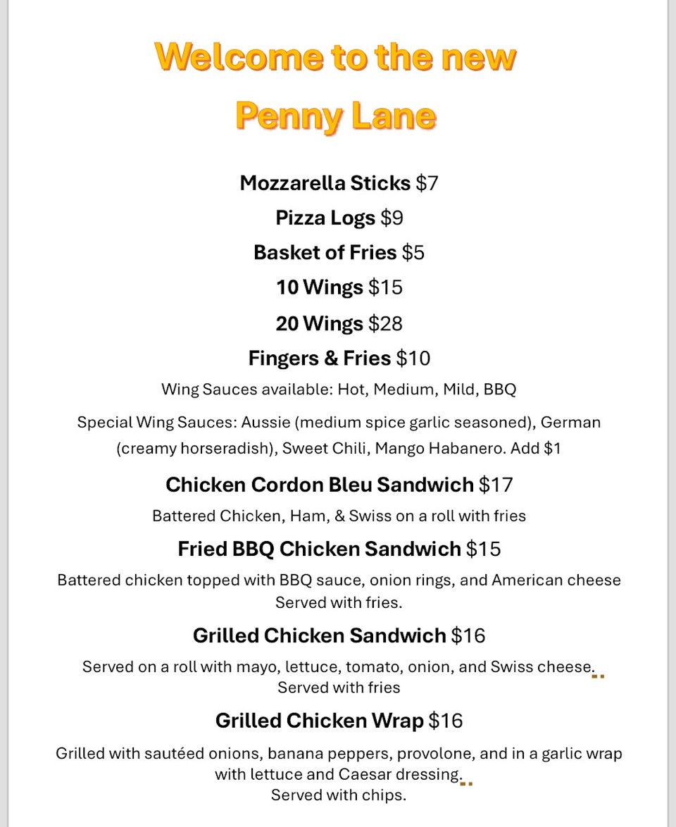 Printed menu beside a drink selection.